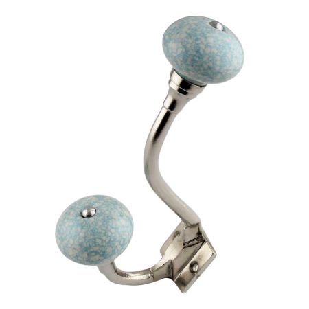 Turquoise Cream Crackle Silver Iron Hook